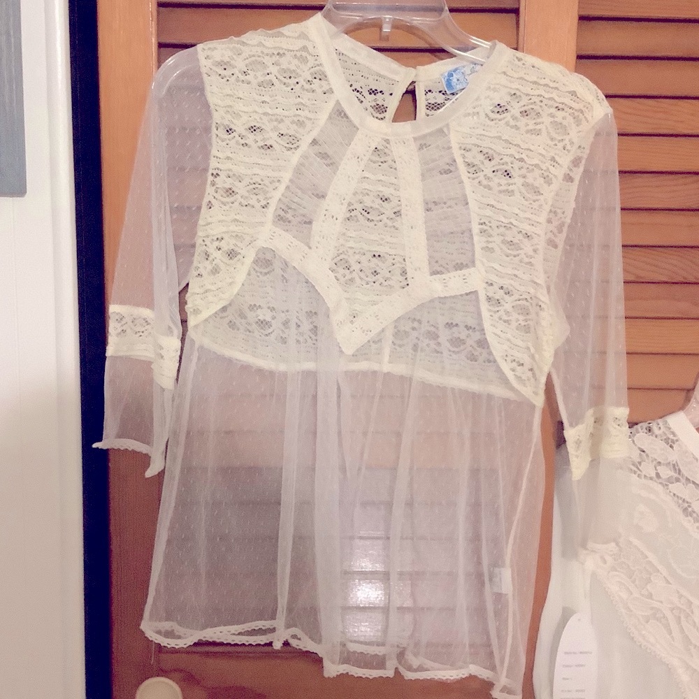 J Gee All Sheer Decorated Blouse